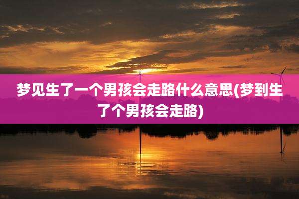梦见生了一个男孩会走路什么意思(梦到生了个男孩会走路)