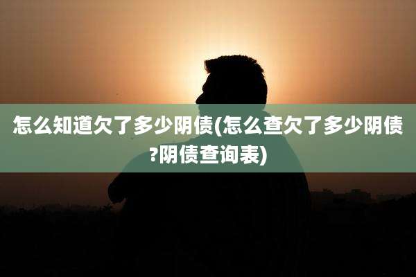 怎么知道欠了多少阴债(怎么查欠了多少阴债?阴债查询表)