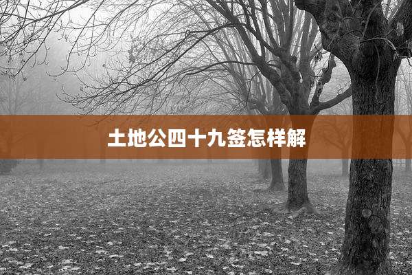 土地公四十九签怎样解