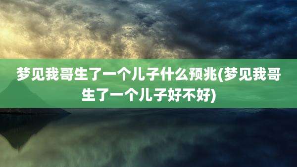 梦见我哥生了一个儿子什么预兆(梦见我哥生了一个儿子好不好)