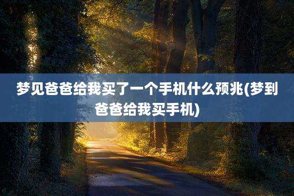 梦见爸爸给我买了一个手机什么预兆(梦到爸爸给我买手机)