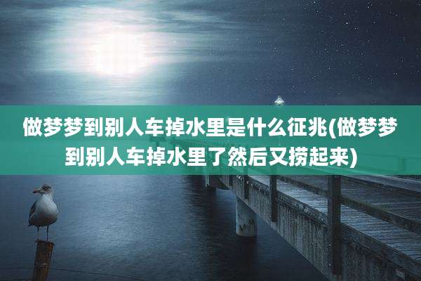 做梦梦到别人车掉水里是什么征兆(做梦梦到别人车掉水里了然后又捞起来)