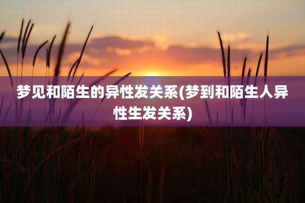 梦见和陌生的异性发关系(梦到和陌生人异性生发关系)
