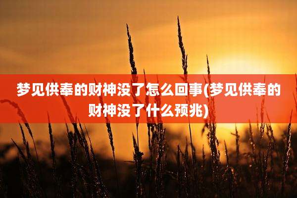 梦见供奉的财神没了怎么回事(梦见供奉的财神没了什么预兆)