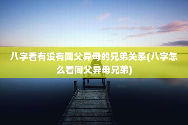 八字看有没有同父异母的兄弟关系(八字怎么看同父异母兄弟)