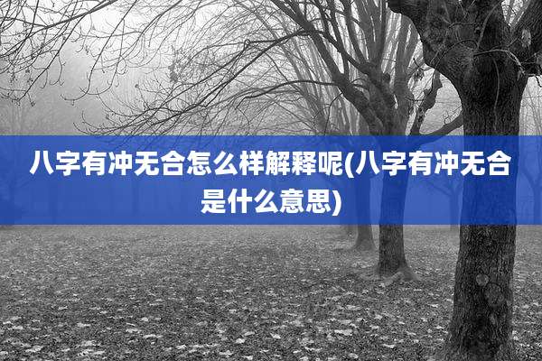 八字有冲无合怎么样解释呢(八字有冲无合是什么意思)