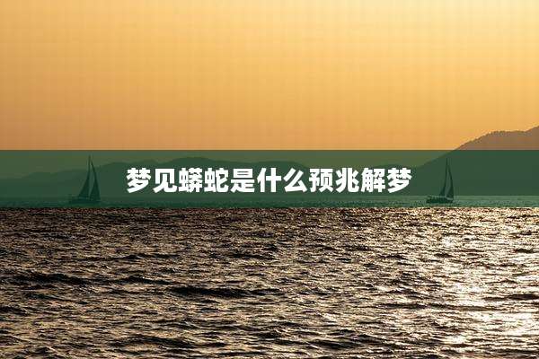 梦见蟒蛇是什么预兆解梦