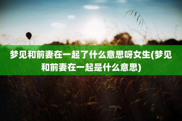 梦见和前妻在一起了什么意思呀女生(梦见和前妻在一起是什么意思)