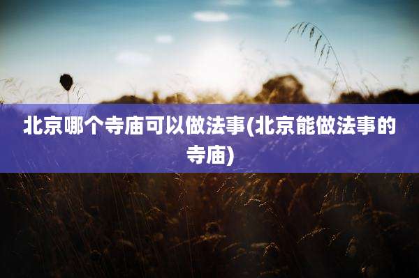 北京哪个寺庙可以做法事(北京能做法事的寺庙)