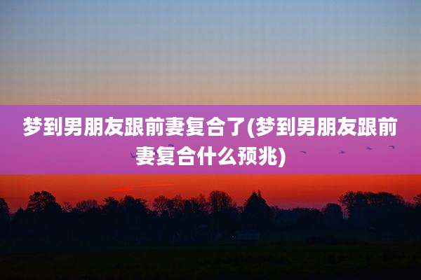 梦到男朋友跟前妻复合了(梦到男朋友跟前妻复合什么预兆)