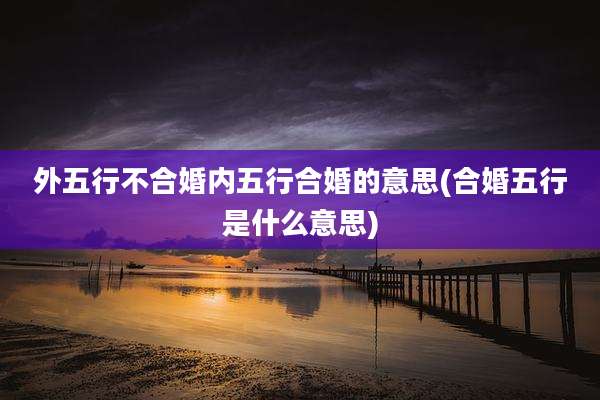 外五行不合婚内五行合婚的意思(合婚五行是什么意思)