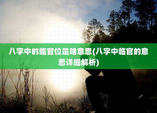 八字中的临官位是啥意思(八字中临官的意思详细解析)