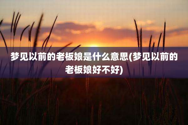 梦见以前的老板娘是什么意思(梦见以前的老板娘好不好)