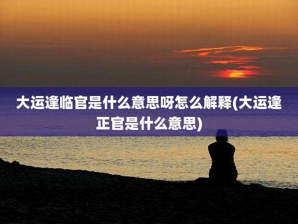 大运逢临官是什么意思呀怎么解释(大运逢正官是什么意思)