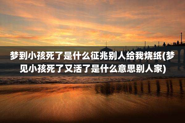 梦到小孩死了是什么征兆别人给我烧纸(梦见小孩死了又活了是什么意思别人家)