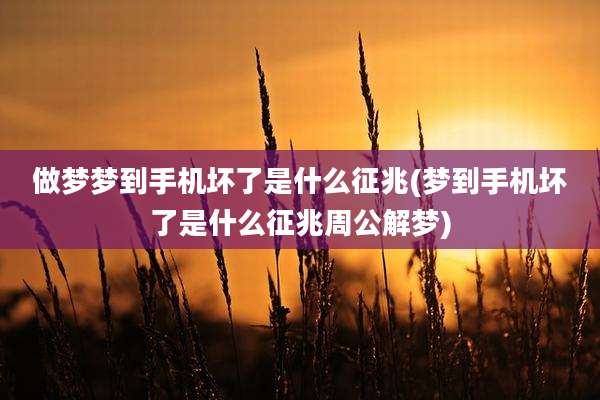 做梦梦到手机坏了是什么征兆(梦到手机坏了是什么征兆周公解梦)