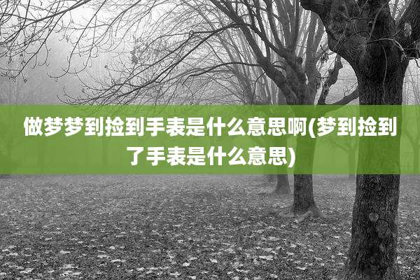 做梦梦到捡到手表是什么意思啊(梦到捡到了手表是什么意思)