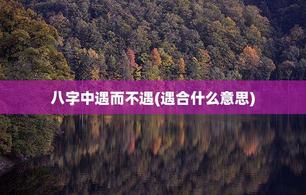 八字中遇而不遇(遇合什么意思)