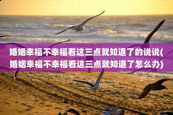 婚姻幸福不幸福看这三点就知道了的说说(婚姻幸福不幸福看这三点就知道了怎么办)