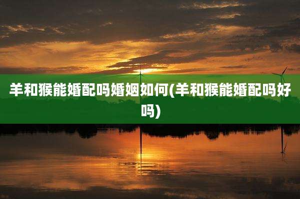 羊和猴能婚配吗婚姻如何(羊和猴能婚配吗好吗)