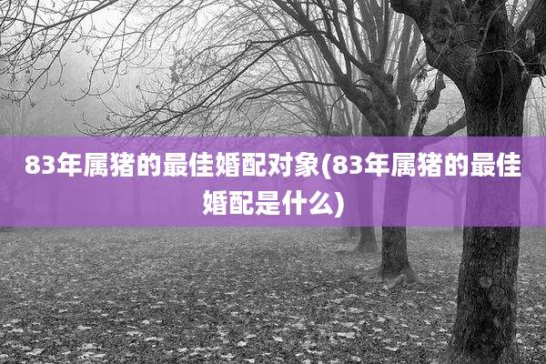 83年属猪的最佳婚配对象(83年属猪的最佳婚配是什么)