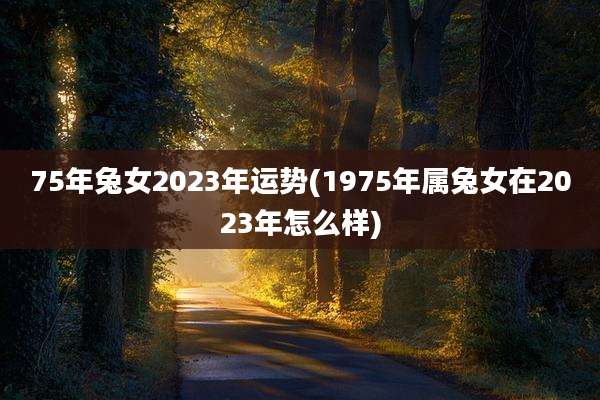 75年兔女2023年运势(1975年属兔女在2023年怎么样)