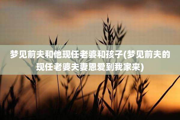 梦见前夫和他现任老婆和孩子(梦见前夫的现任老婆夫妻恩爱到我家来)