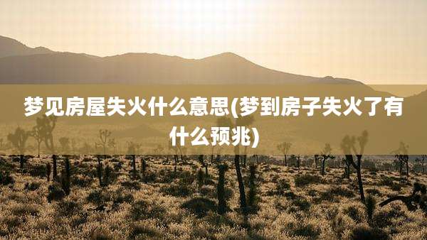 梦见房屋失火什么意思(梦到房子失火了有什么预兆)