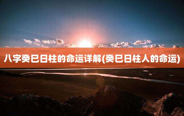 八字癸巳日柱的命运详解(癸巳日柱人的命运)