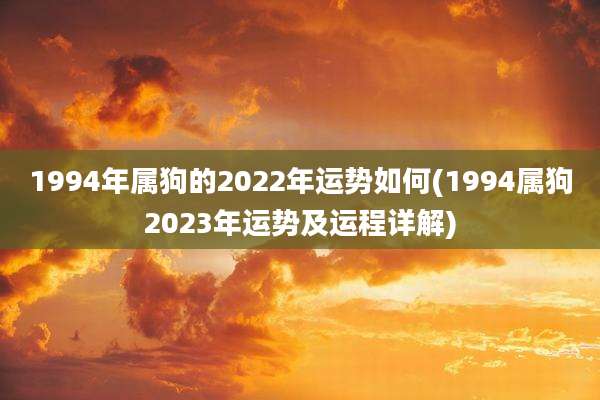 1994年属狗的2022年运势如何(1994属狗2023年运势及运程详解)