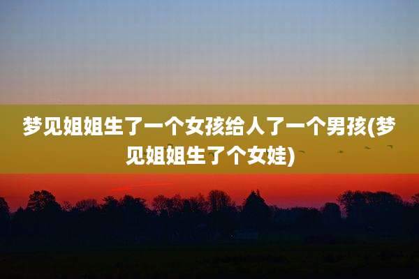 梦见姐姐生了一个女孩给人了一个男孩(梦见姐姐生了个女娃)