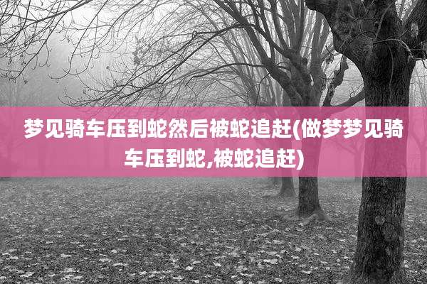 梦见骑车压到蛇然后被蛇追赶(做梦梦见骑车压到蛇,被蛇追赶)