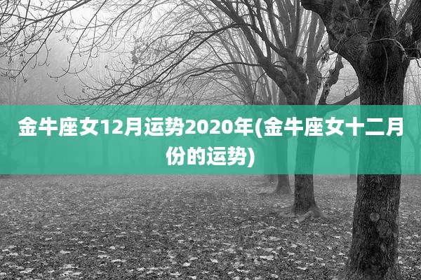 金牛座女12月运势2020年(金牛座女十二月份的运势)