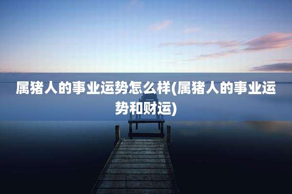 属猪人的事业运势怎么样(属猪人的事业运势和财运)