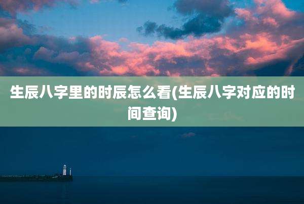 生辰八字里的时辰怎么看(生辰八字对应的时间查询)