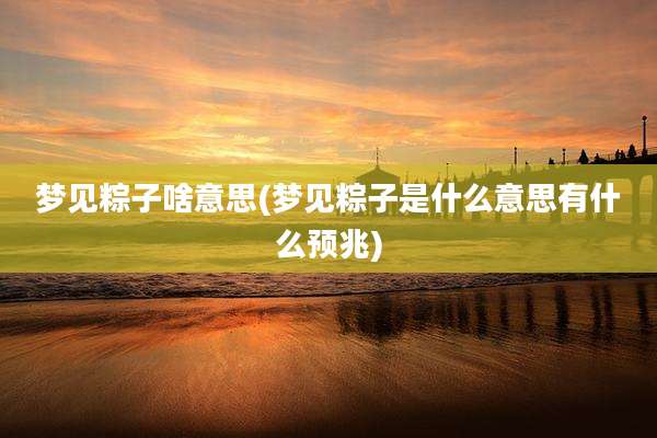 梦见粽子啥意思(梦见粽子是什么意思有什么预兆)