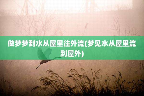 做梦梦到水从屋里往外流(梦见水从屋里流到屋外)