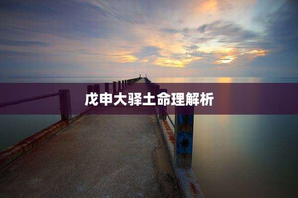 戊申大驿土命理解析