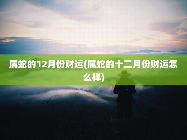 属蛇的12月份财运(属蛇的十二月份财运怎么样)