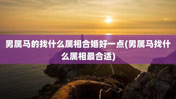 男属马的找什么属相合婚好一点(男属马找什么属相最合适)