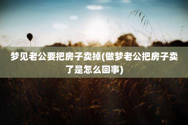 梦见老公要把房子卖掉(做梦老公把房子卖了是怎么回事)