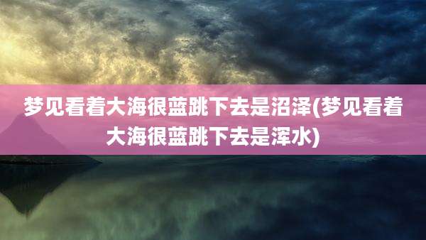 梦见看着大海很蓝跳下去是沼泽(梦见看着大海很蓝跳下去是浑水)