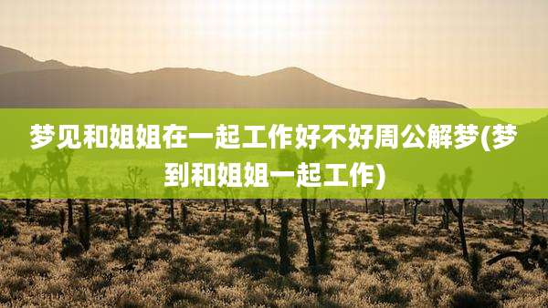 梦见和姐姐在一起工作好不好周公解梦(梦到和姐姐一起工作)