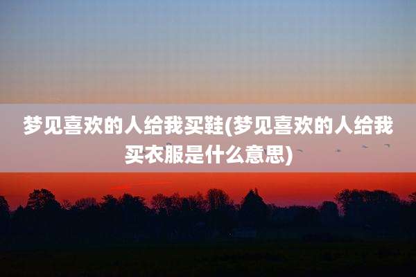 梦见喜欢的人给我买鞋(梦见喜欢的人给我买衣服是什么意思)