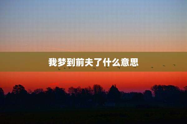 我梦到前夫了什么意思