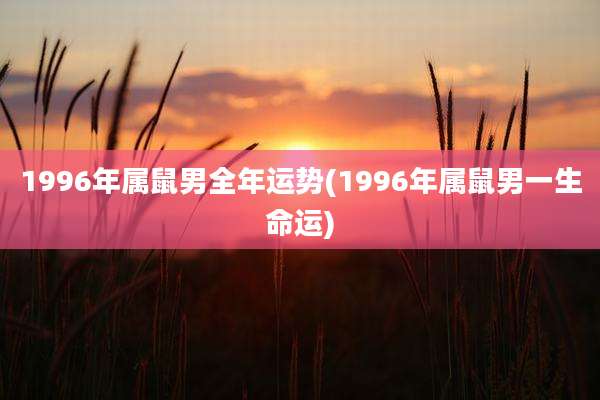 1996年属鼠男全年运势(1996年属鼠男一生命运)