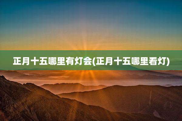 正月十五哪里有灯会(正月十五哪里看灯)