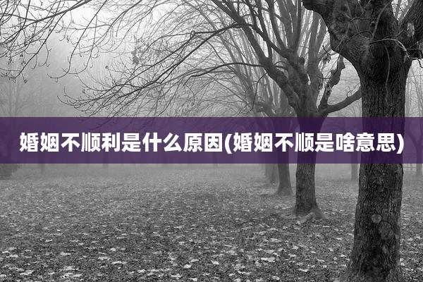 婚姻不顺利是什么原因(婚姻不顺是啥意思)