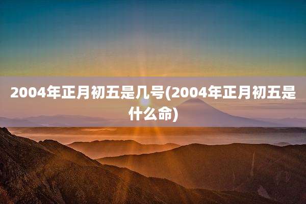 2004年正月初五是几号(2004年正月初五是什么命)
