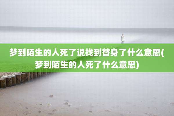 梦到陌生的人死了说找到替身了什么意思(梦到陌生的人死了什么意思)